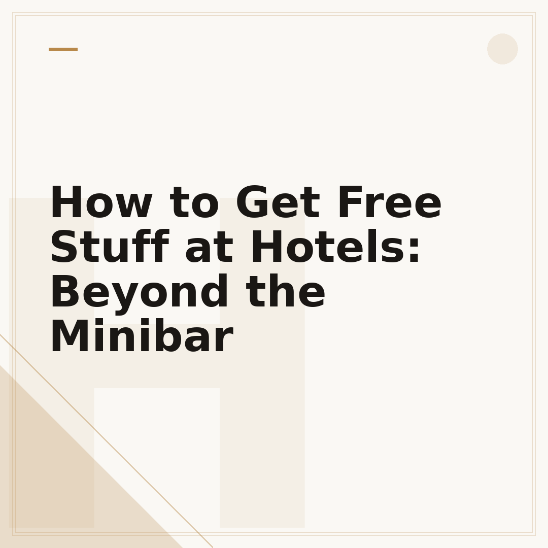 How to Get Free Stuff at Hotels: Beyond the Minibar