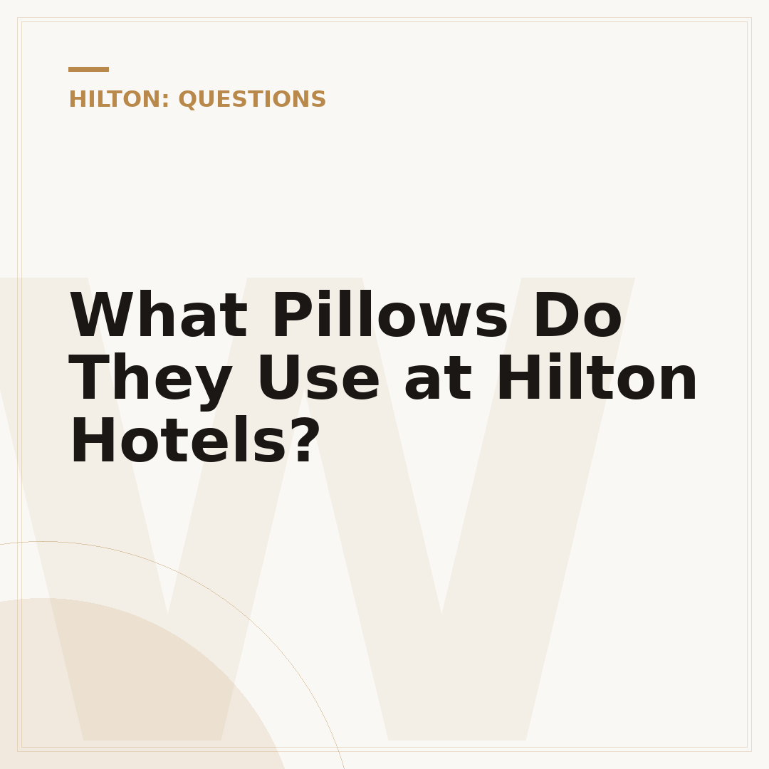 What Pillows Do They Use at Hilton Hotels?