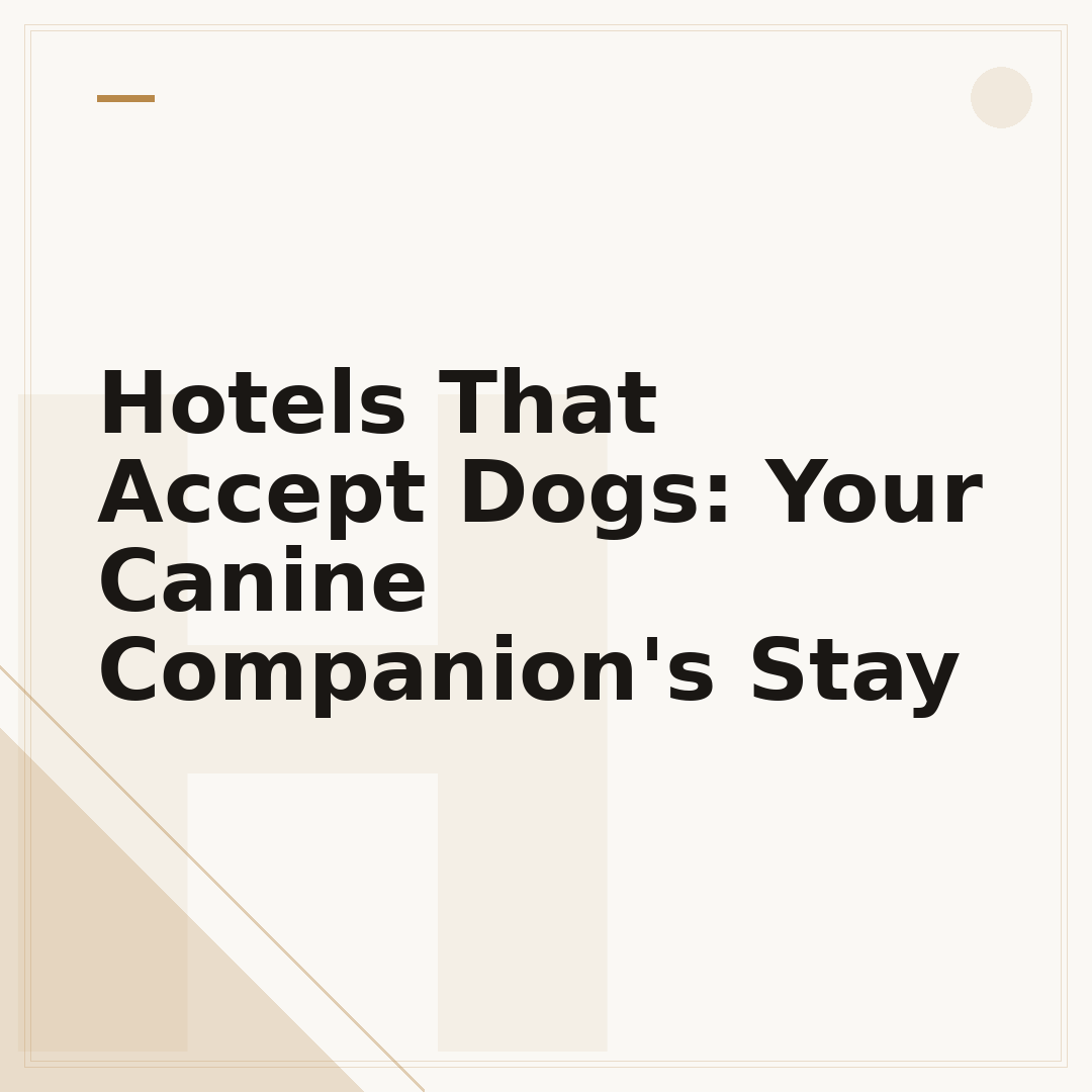 Hotels That Accept Dogs: Your Canine Companion's Stay