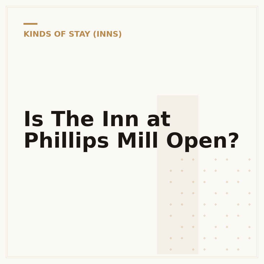 Is The Inn at Phillips Mill Open?