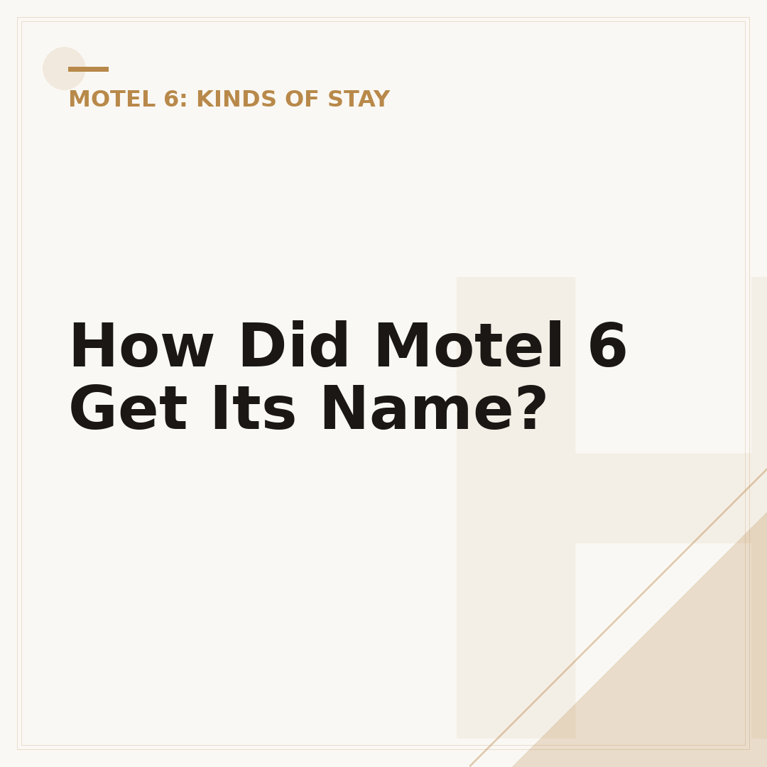 How Did Motel 6 Get Its Name?
