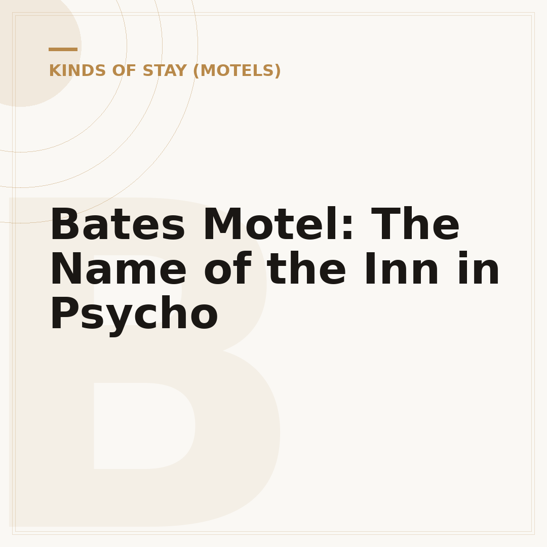 Bates Motel: The Name of the Inn in Psycho