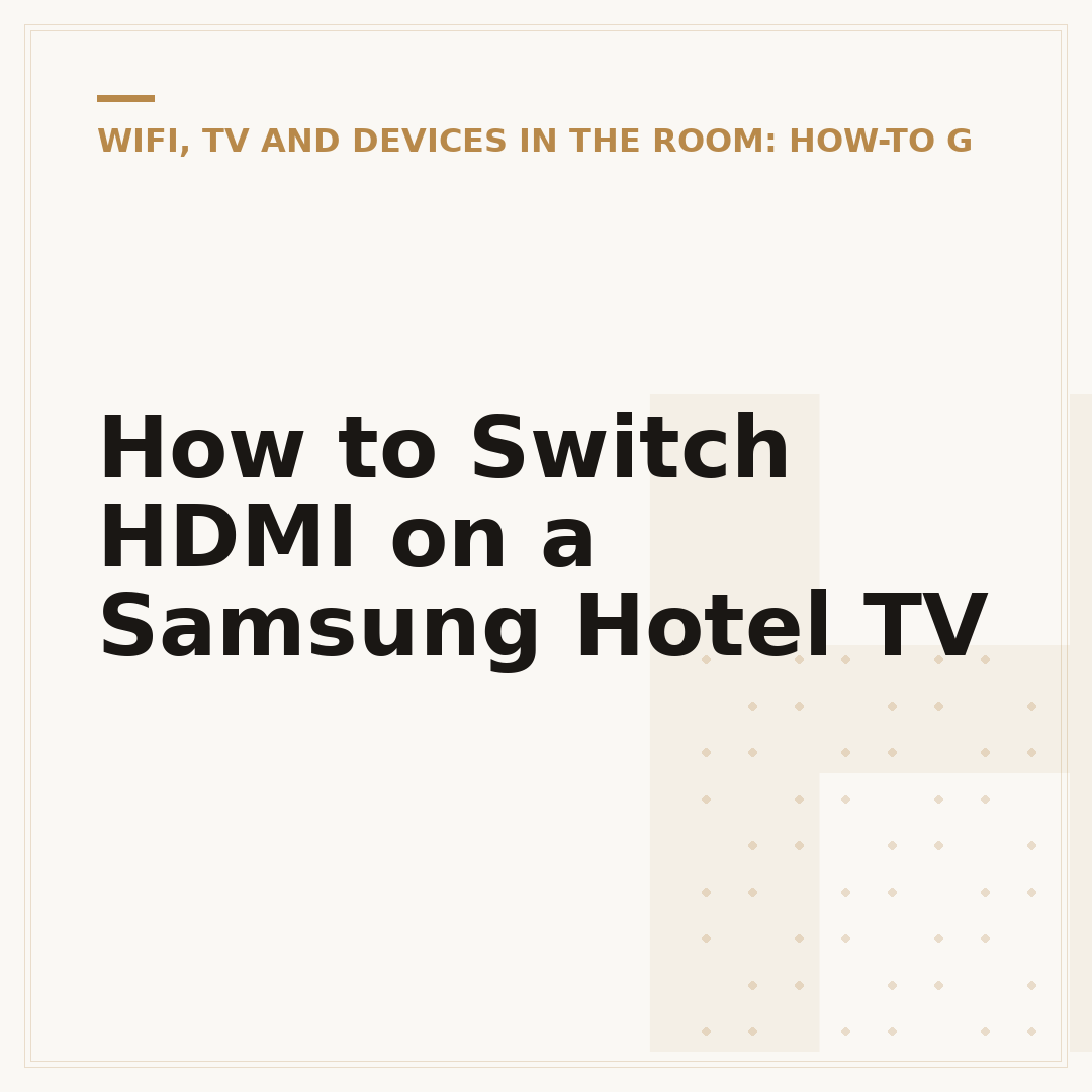 How to Switch HDMI on a Samsung Hotel TV