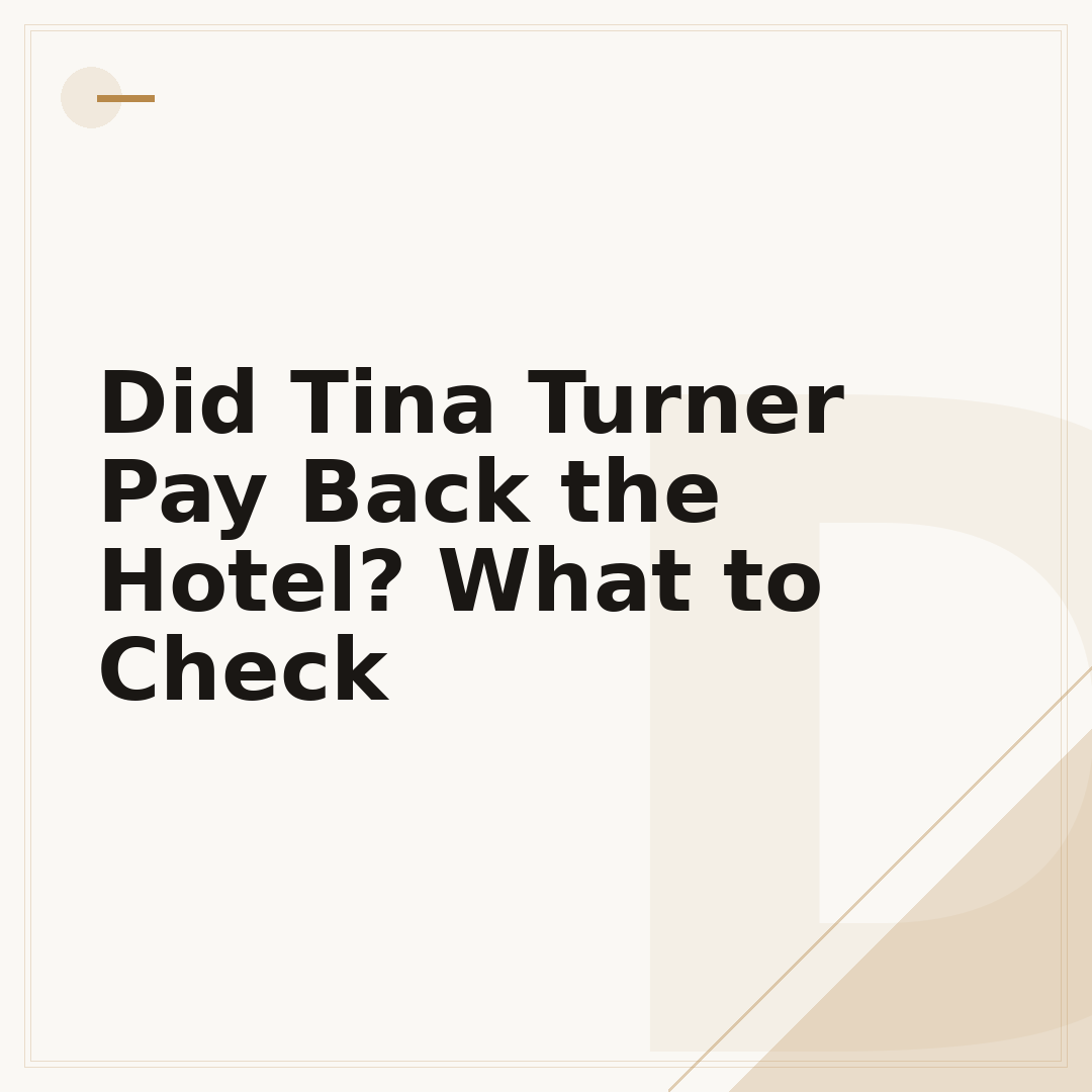 Did Tina Turner Pay Back the Hotel? What to Check