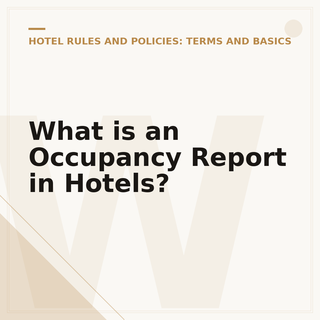 What is an Occupancy Report in Hotels?