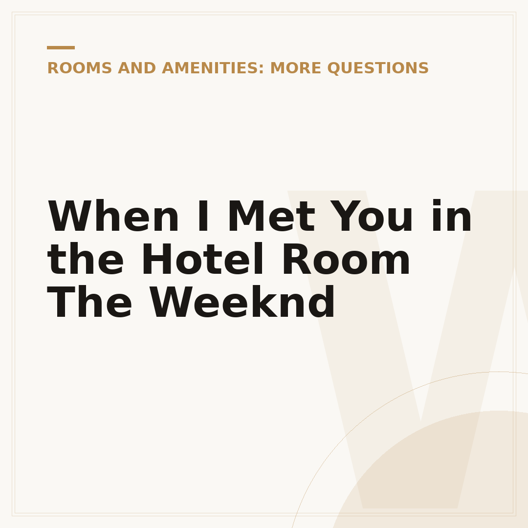 When I Met You in the Hotel Room The Weeknd